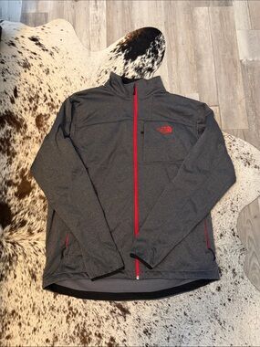 The North Face Men's Charcoal Jacket with Red Trim